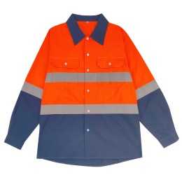 Online ordering long-sleeved men's tooling custom-made front chest pocket reflective strip hit color collar work uniform SKWK102 Online ordering long-sleeved men's tooling custom-made front chest pocket reflective strip hit color collar work uniform SKWK102